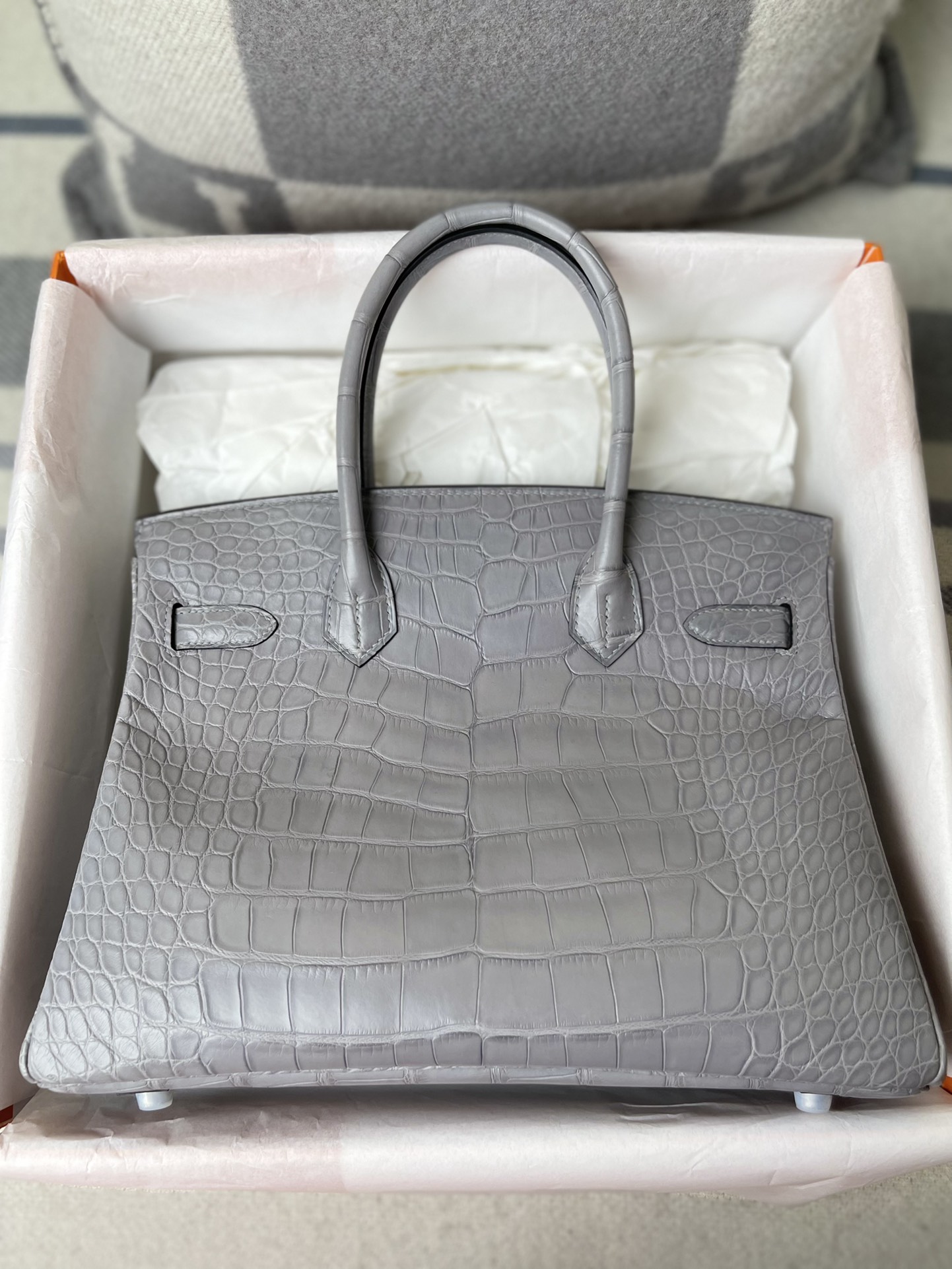 Hermes Birkin 30CM Handmade Bag In Grey Crocodile Niloticus Matte Skin